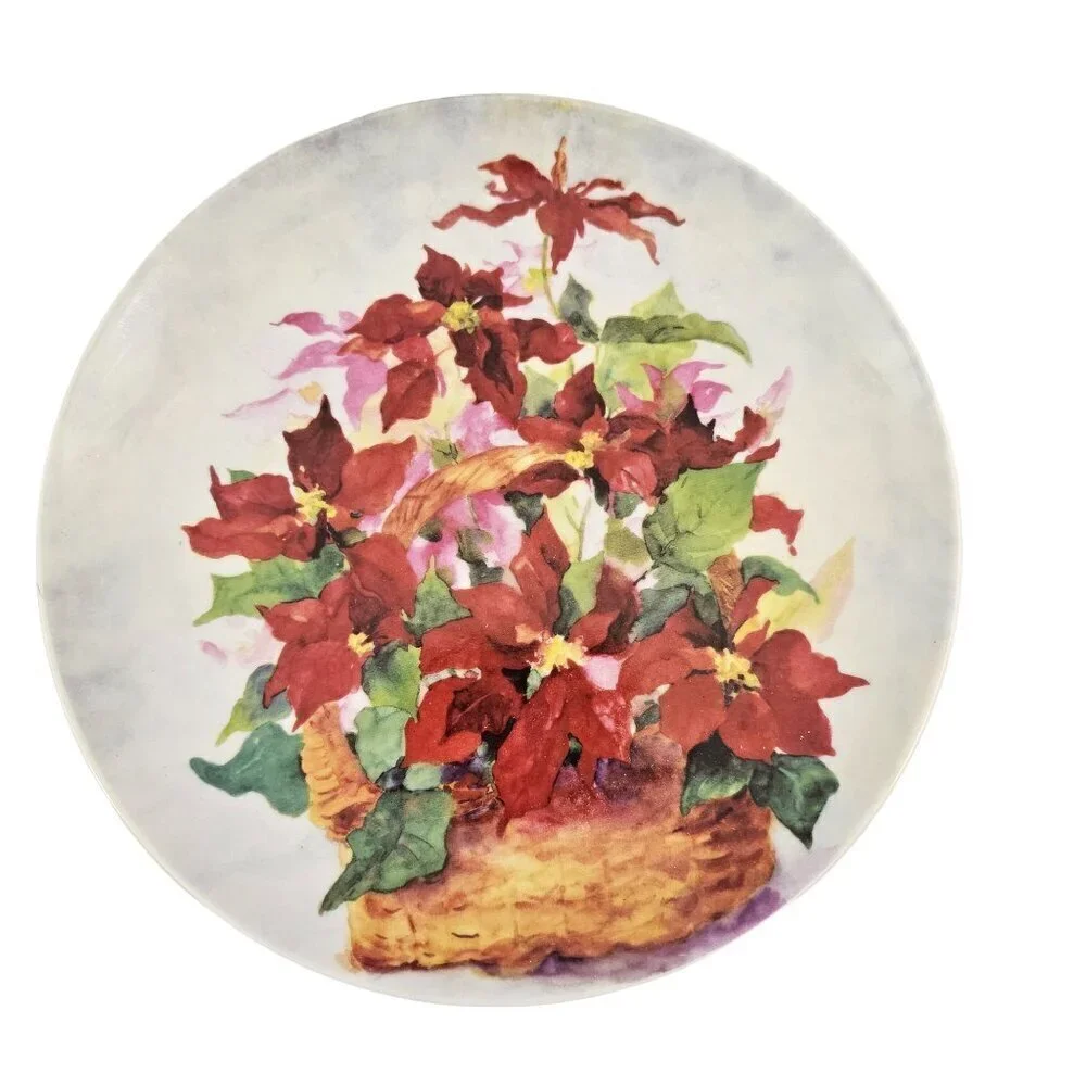 Formalities Baum Bros Poinsettia Basket Salad Dessert Luncheon Plates – Set of 4